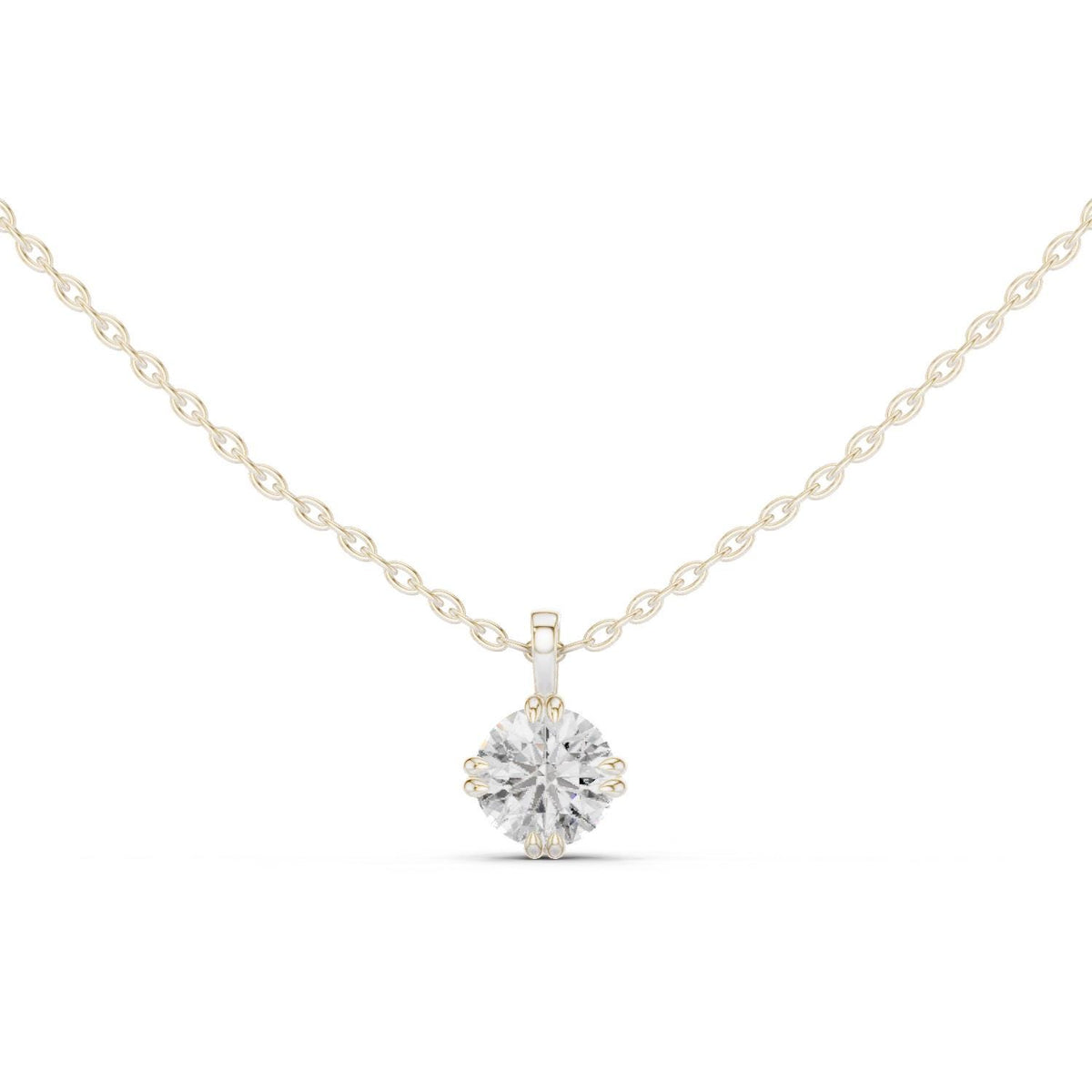Round Moissanite Compass Solitaire Necklace – 925 Sterling Silver, 18K Gold Vermeil