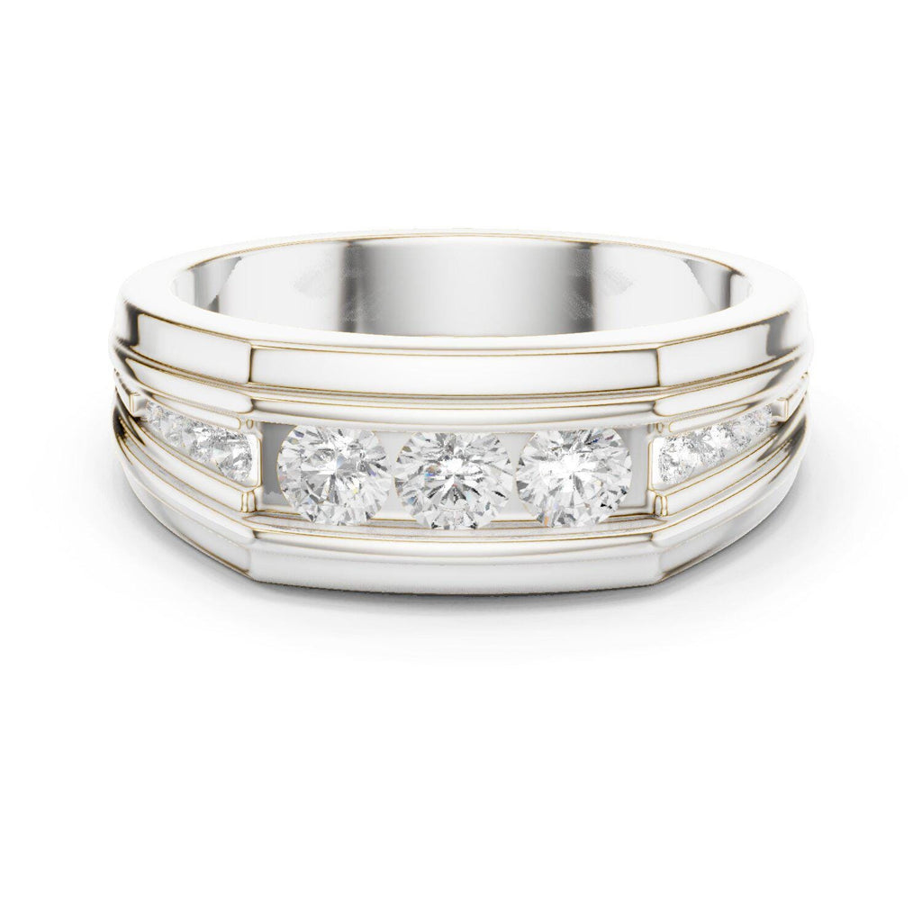 Men's Five-Stone Channel-Set Moissanite Band – 925 Sterling Silver, 18K Gold Vermeil