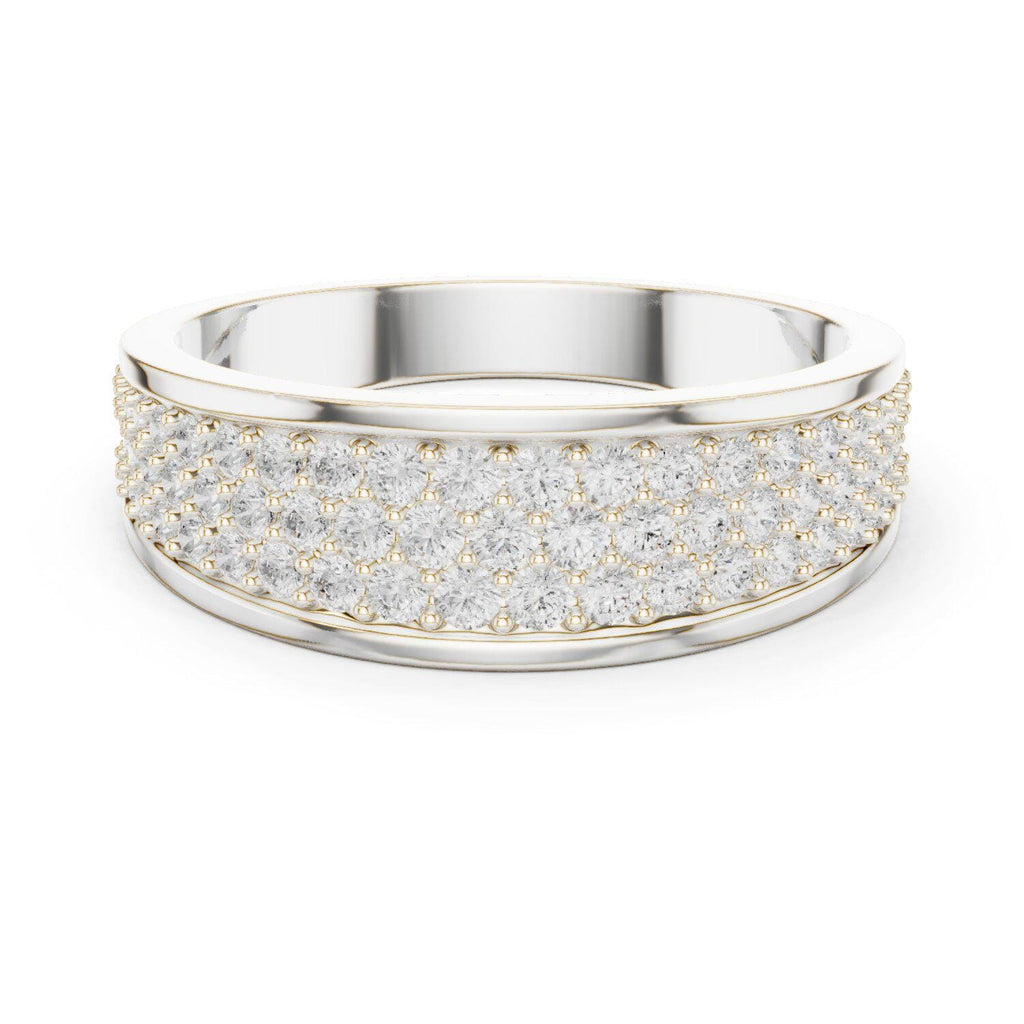Men's Wide Domed Pavé Moissanite Band – 925 Sterling Silver, 18K Gold Vermeil