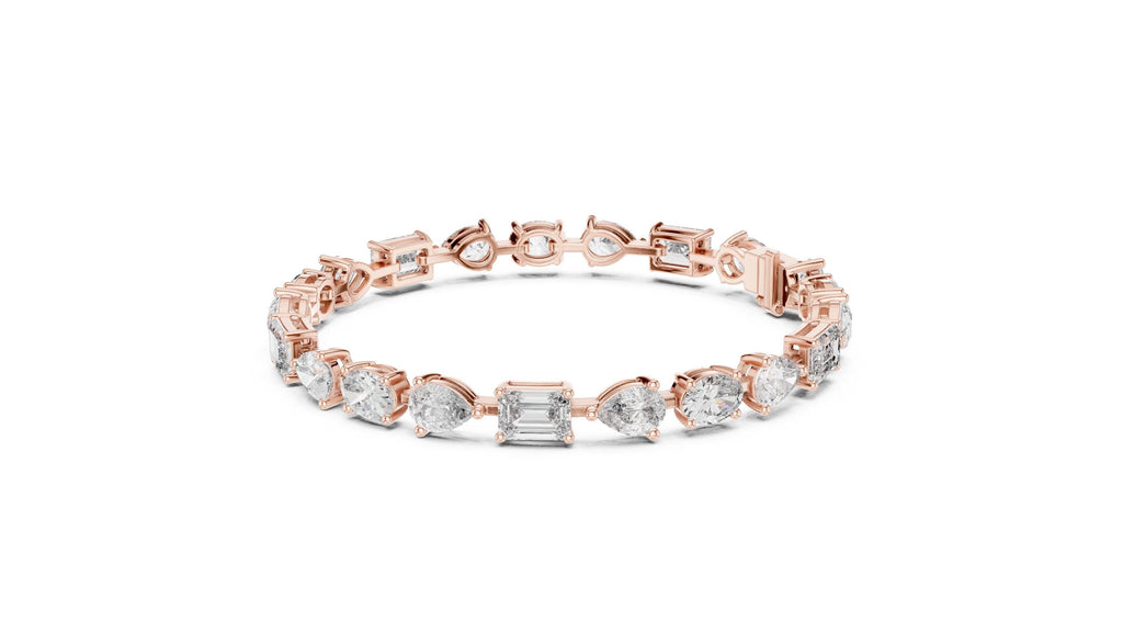 Emerald, Pear & Oval Moissanite Tennis Bracelet – 925 Sterling Silver, 18K Gold Vermeil