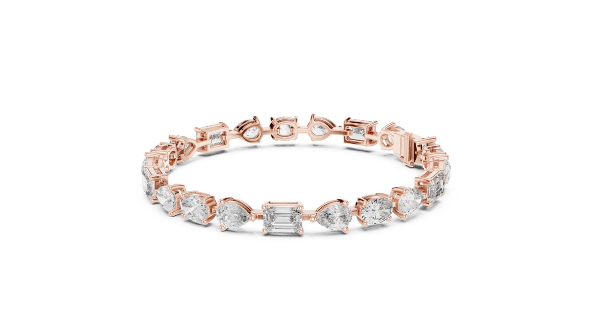 Emerald, Pear & Oval Moissanite Tennis Bracelet – 925 Sterling Silver, 18K Gold Vermeil