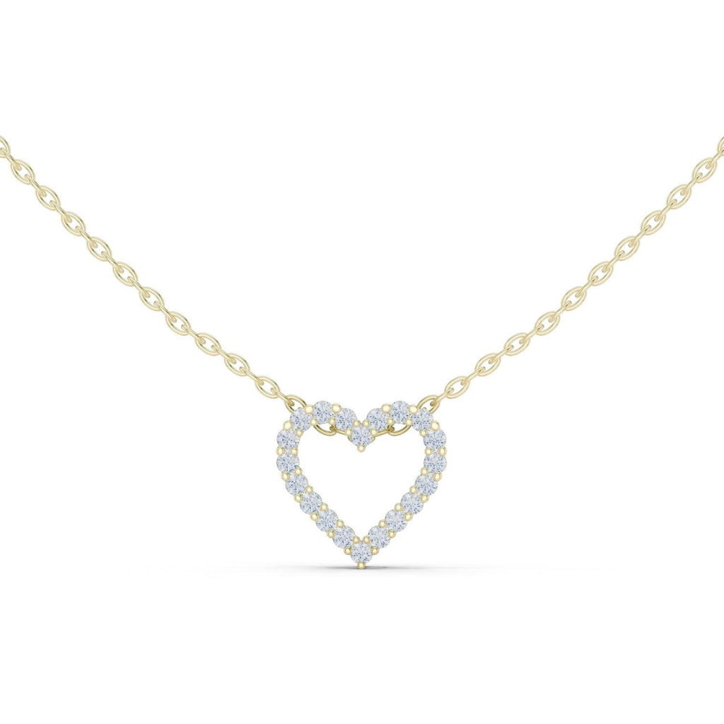 Round Moissanite Open Heart Necklace – 925 Sterling Silver, 18K Gold Vermeil