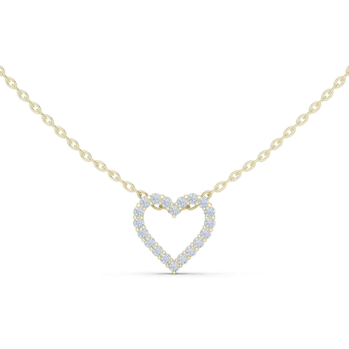 Round Moissanite Open Heart Necklace – 925 Sterling Silver, 18K Gold Vermeil