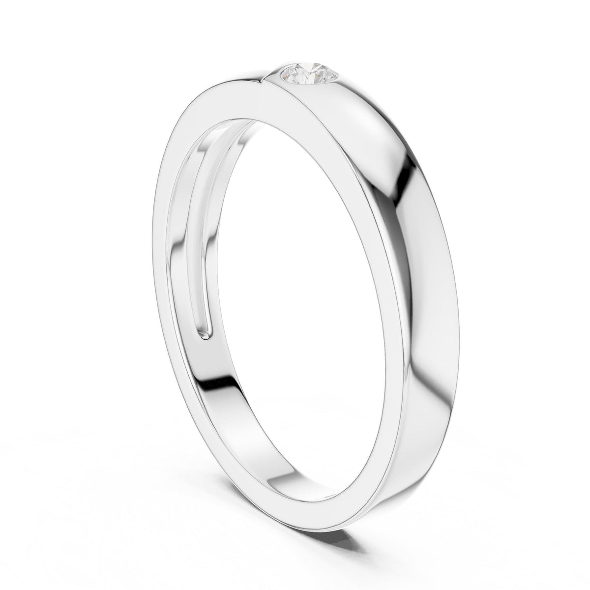 Men's Slim Moissanite Band with Round Accent Stone – 925 Sterling Silver, 18K Gold Vermeil