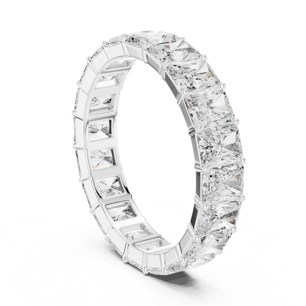 Men's Emerald-Cut Moissanite Eternity Band – 925 Sterling Silver, 18K Gold Vermeil