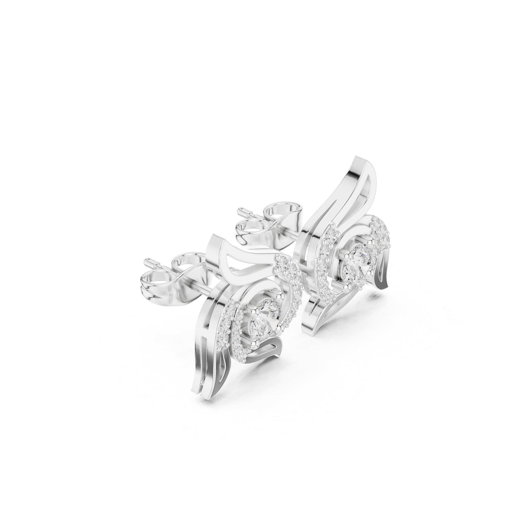 Moissanite Pavé Wing Stud Earrings – 925 Sterling Silver, 18K Gold Vermeil