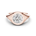 Round Bezel-Set Moissanite Signet Ring – 925 Sterling Silver, 18K Gold Vermeil