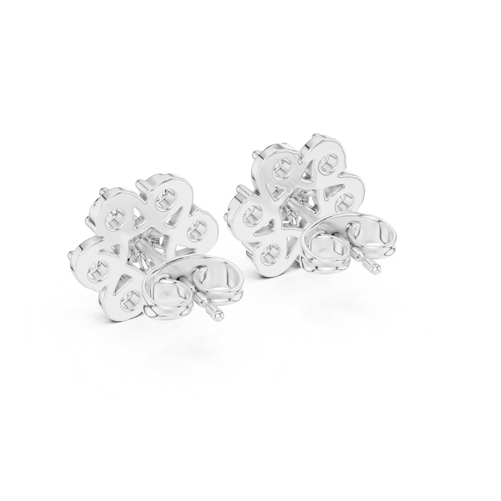 Moissanite Pinwheel Flower Stud Earrings – 925 Sterling Silver, 18K Gold Vermeil