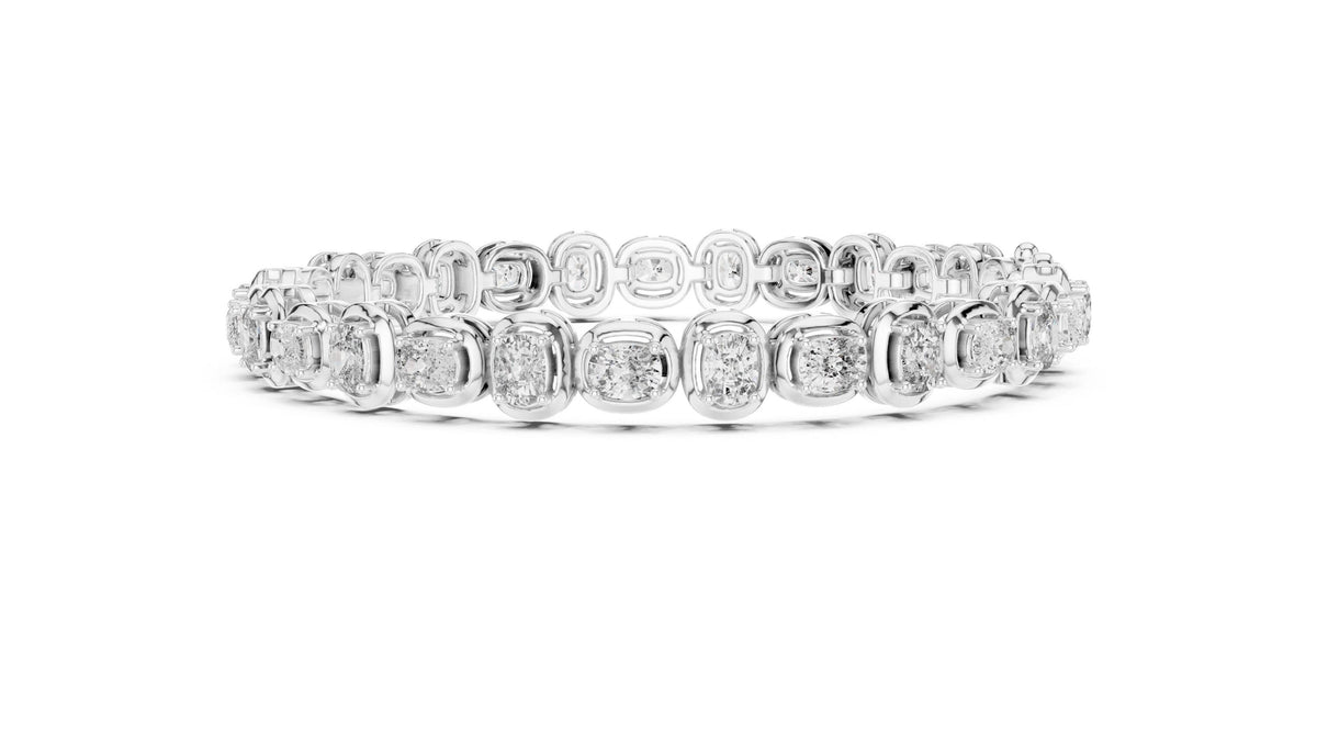 3x4mm Cushion Moissanite Tennis Bracelet – 925 Sterling Silver, 18K Gold Vermeil