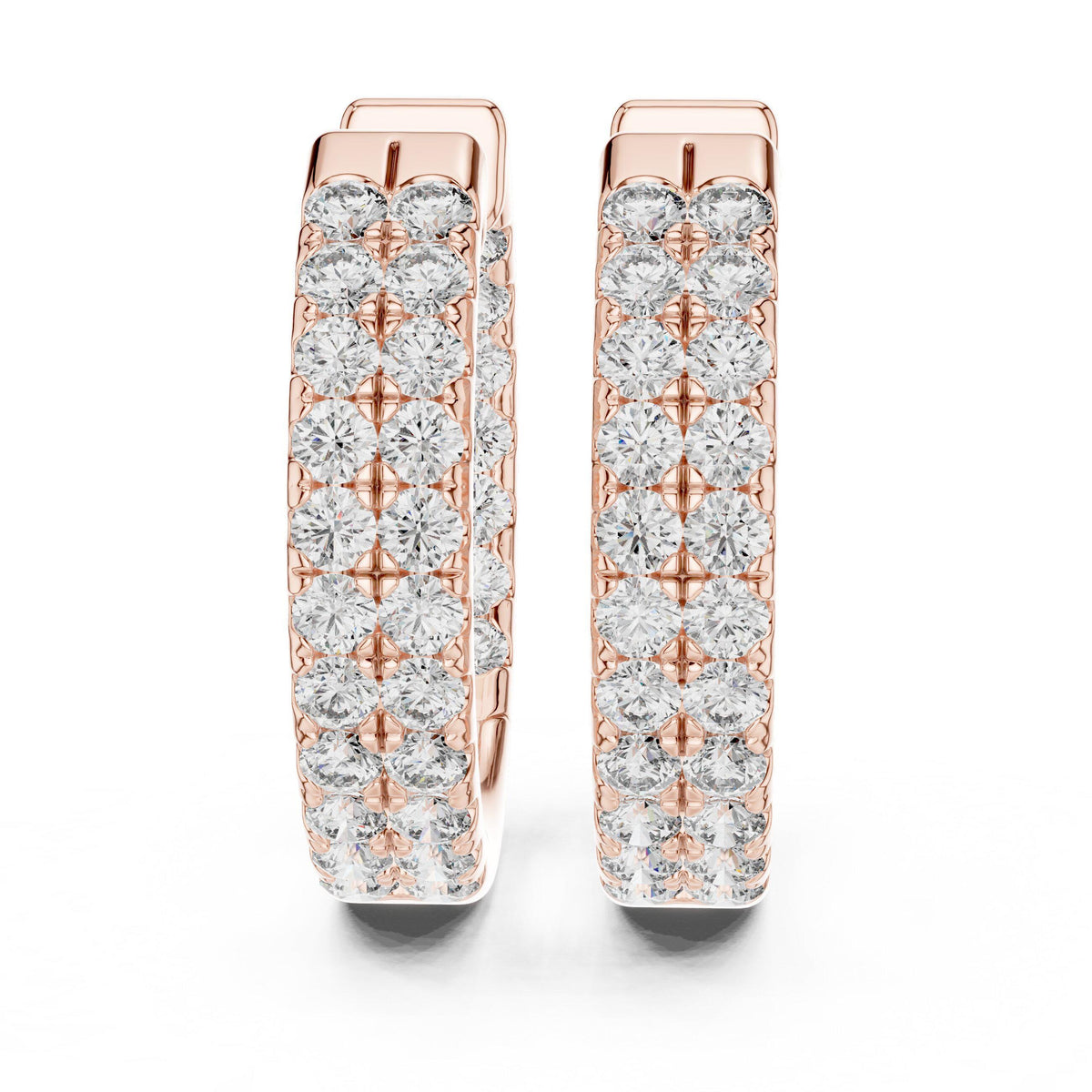 Moissanite Pavé Double-Row Wide Hoop Earrings – 925 Sterling Silver, 18K Gold Vermeil