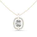Oval Moissanite Floating Halo Pendant Necklace – 925 Sterling Silver, 18K Gold Vermeil