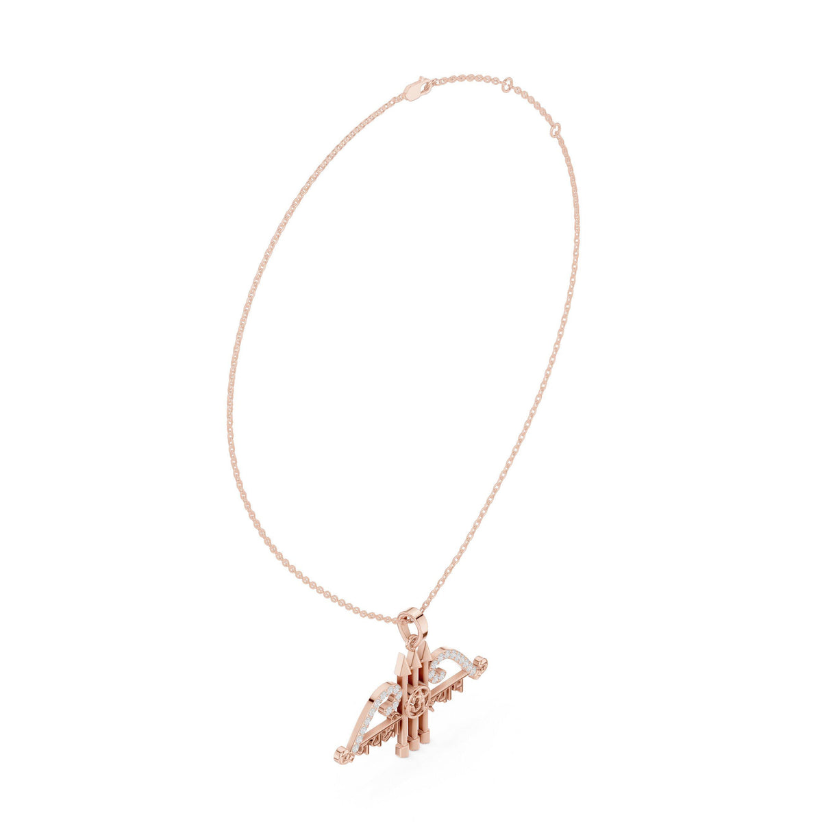 Moissanite Trishul & Om Pendant Necklace – 925 Sterling Silver, 18K Gold Vermeil