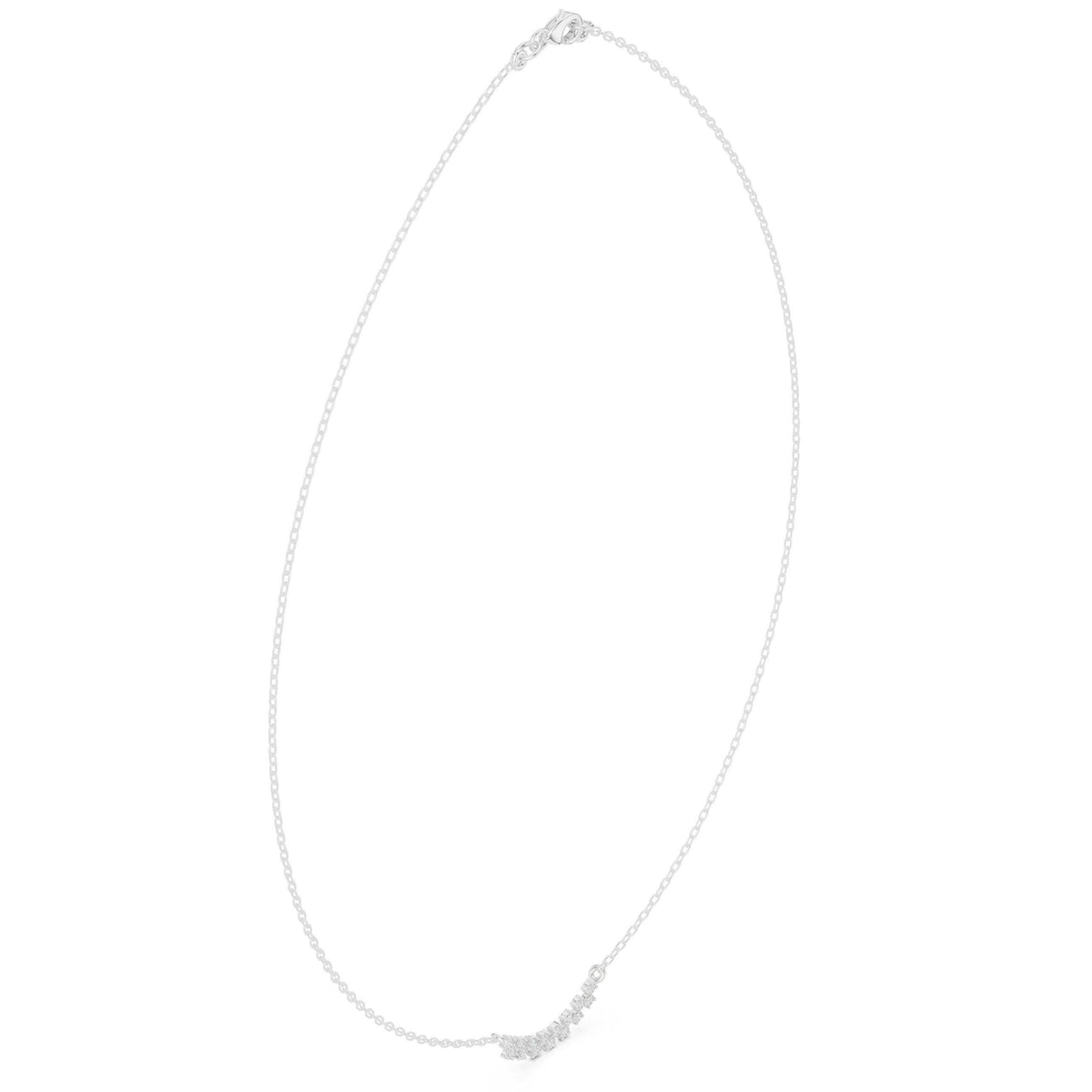 Moissanite Curved Cluster Bar Necklace – 925 Sterling Silver, 18K Gold Vermeil
