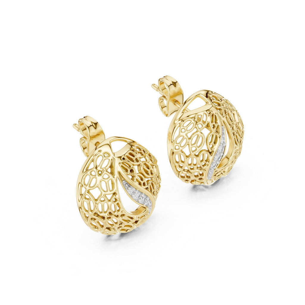 Moissanite Lattice Dome Stud Earrings – 925 Sterling Silver, 18K Gold Vermeil