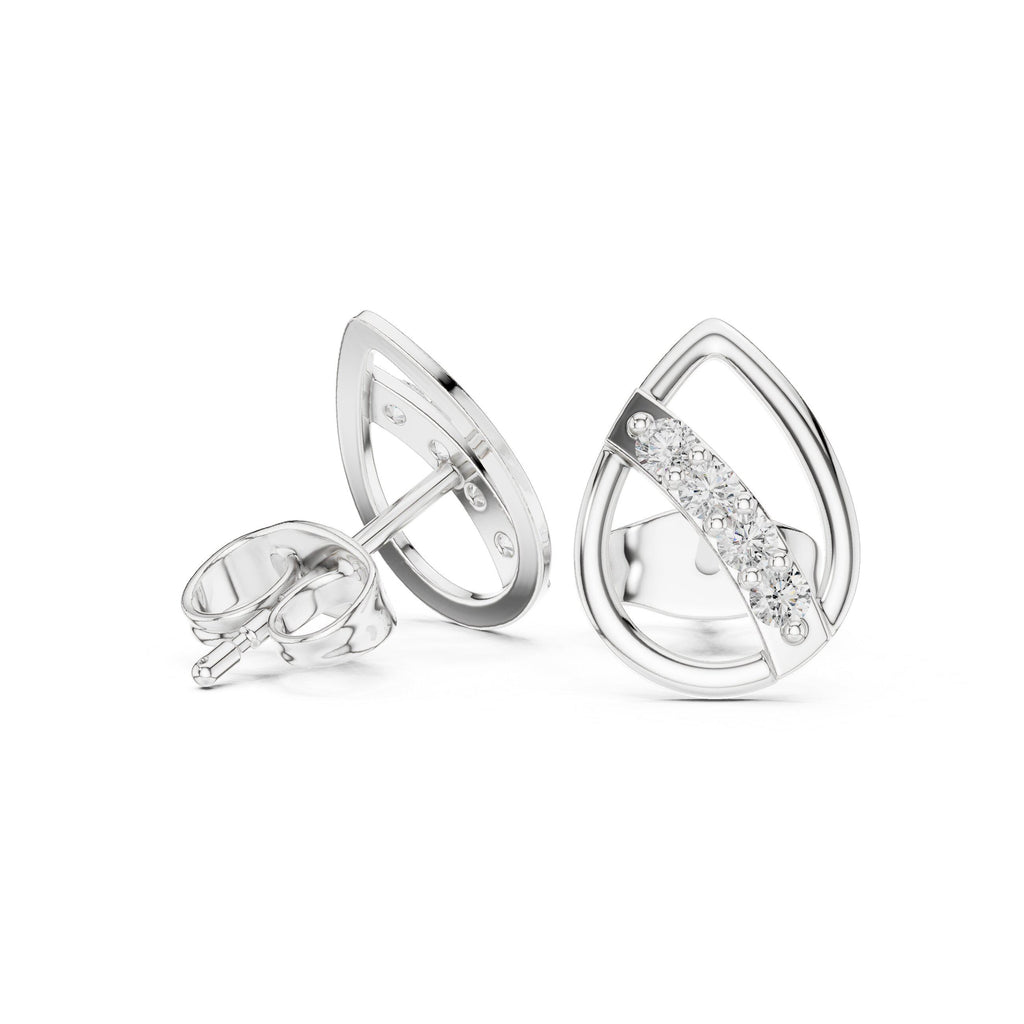 Moissanite Open Teardrop Stud Earrings – 925 Sterling Silver, 18K Gold Vermeil