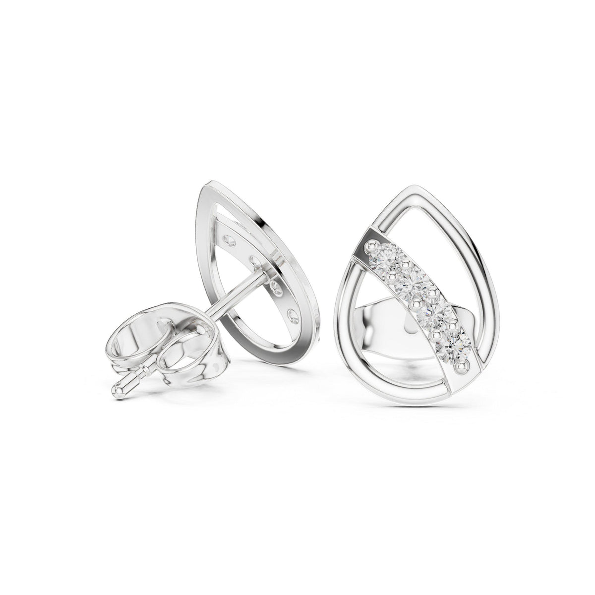 Moissanite Open Teardrop Stud Earrings – 925 Sterling Silver, 18K Gold Vermeil