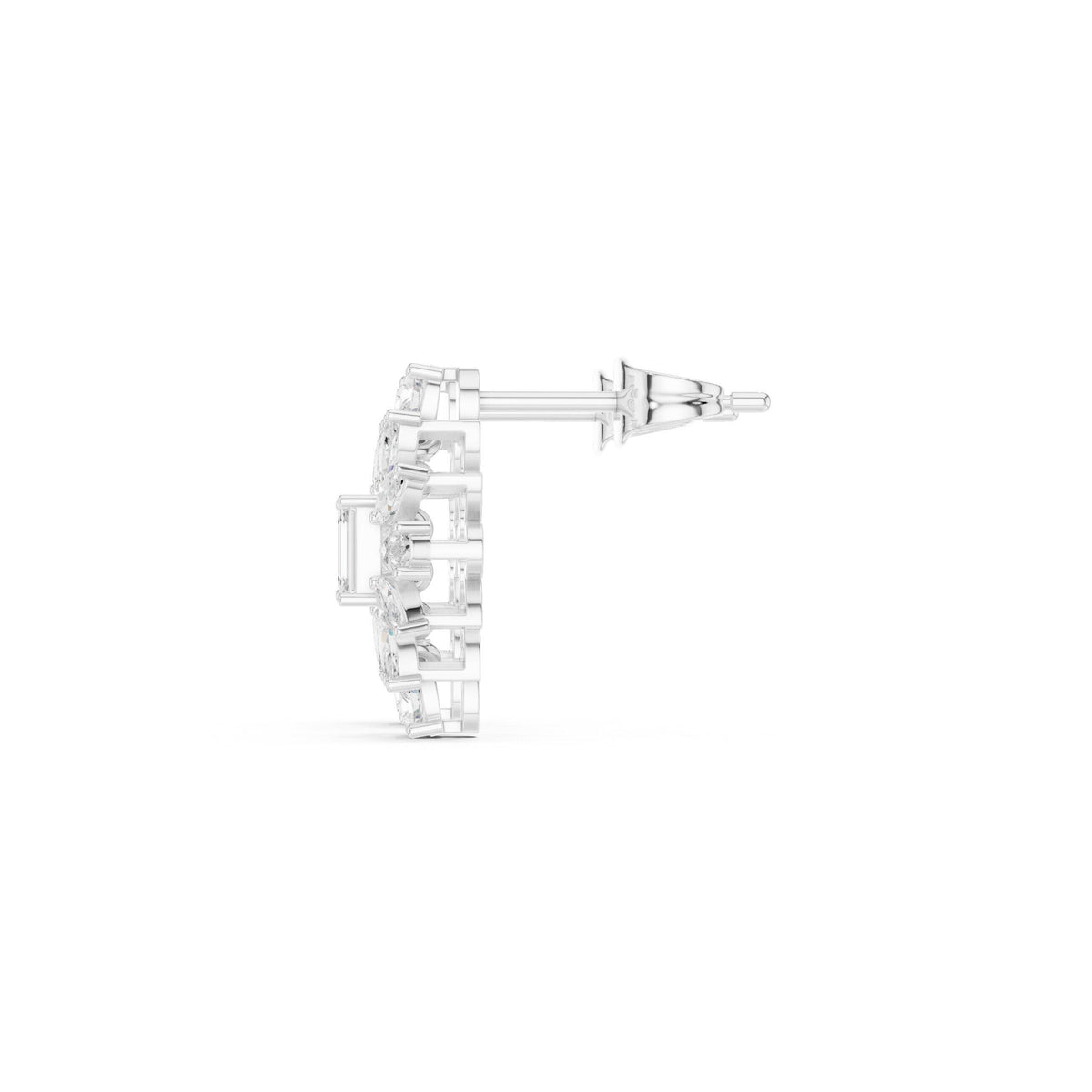 Baguette & Marquise Moissanite Starburst Stud Earrings – 925 Sterling Silver, 18K Gold Vermeil