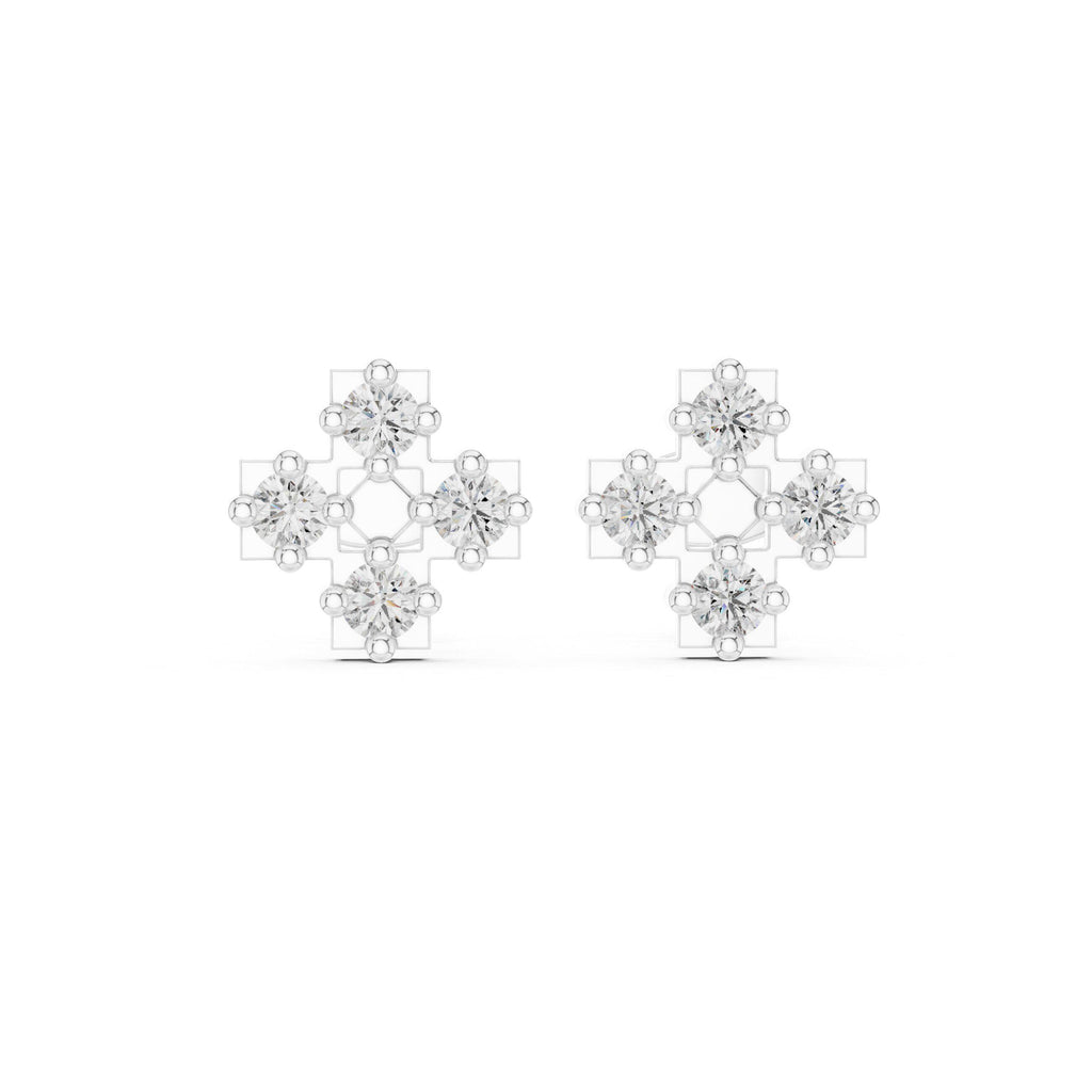Moissanite Cross Cluster Stud Earrings – 925 Sterling Silver, 18K Gold Vermeil