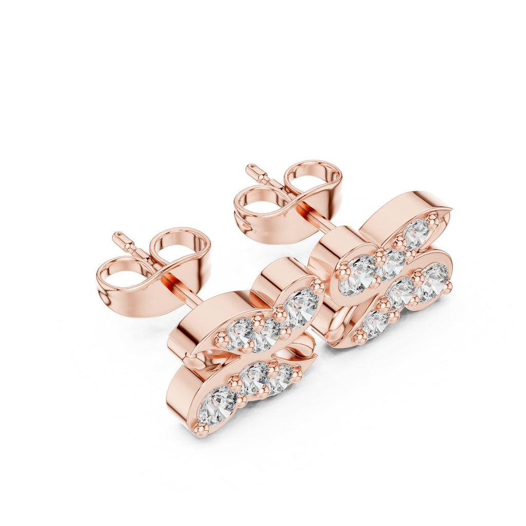 Moissanite Pavé Infinity Wave Stud Earrings – 925 Sterling Silver, 18K Gold Vermeil