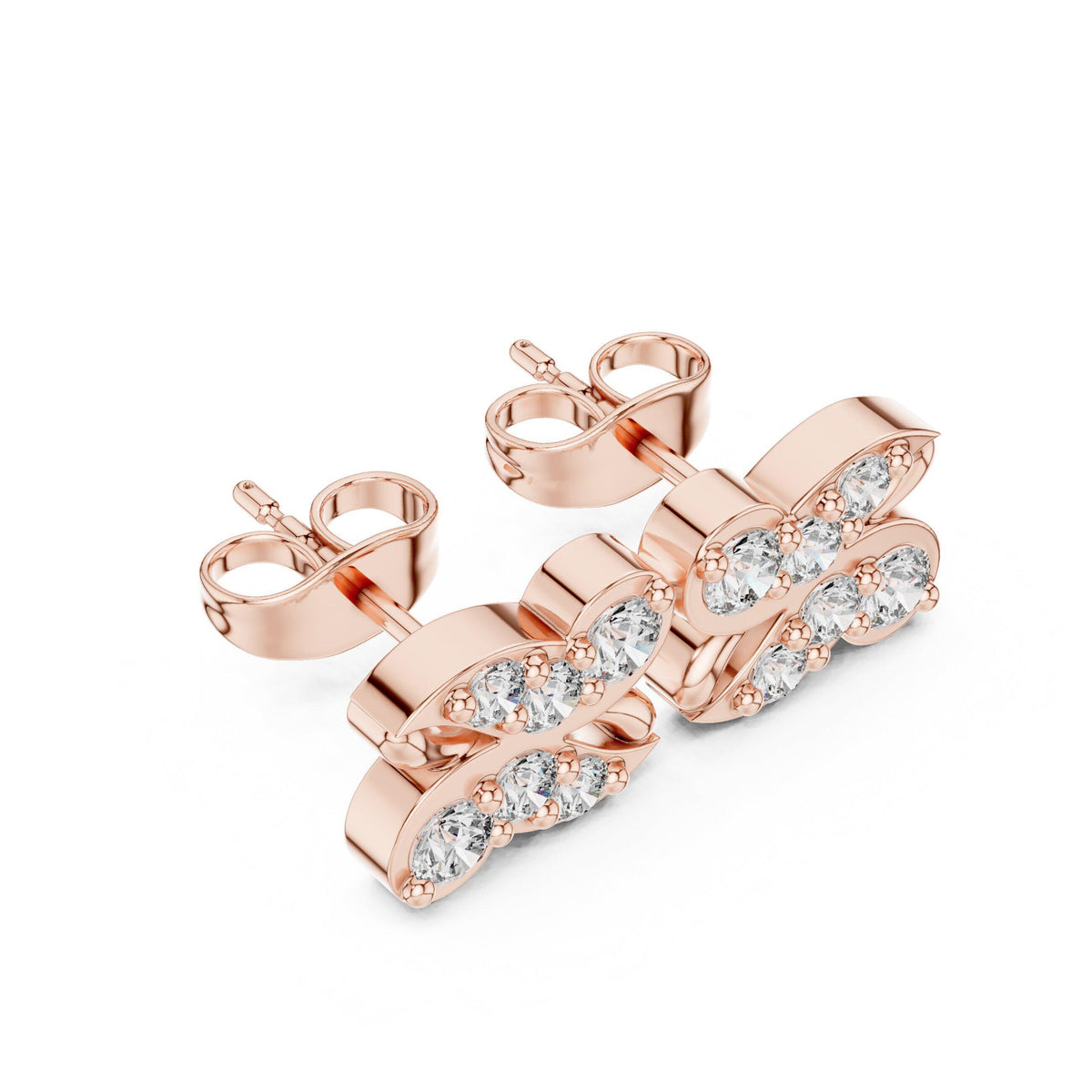 Moissanite Pavé Infinity Wave Stud Earrings – 925 Sterling Silver, 18K Gold Vermeil