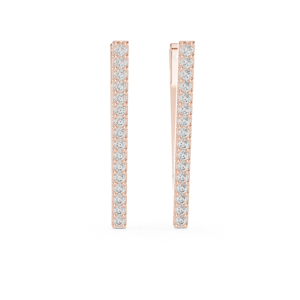 Moissanite Pavé Triangle Hoop Earrings – 925 Sterling Silver, 18K Gold Vermeil