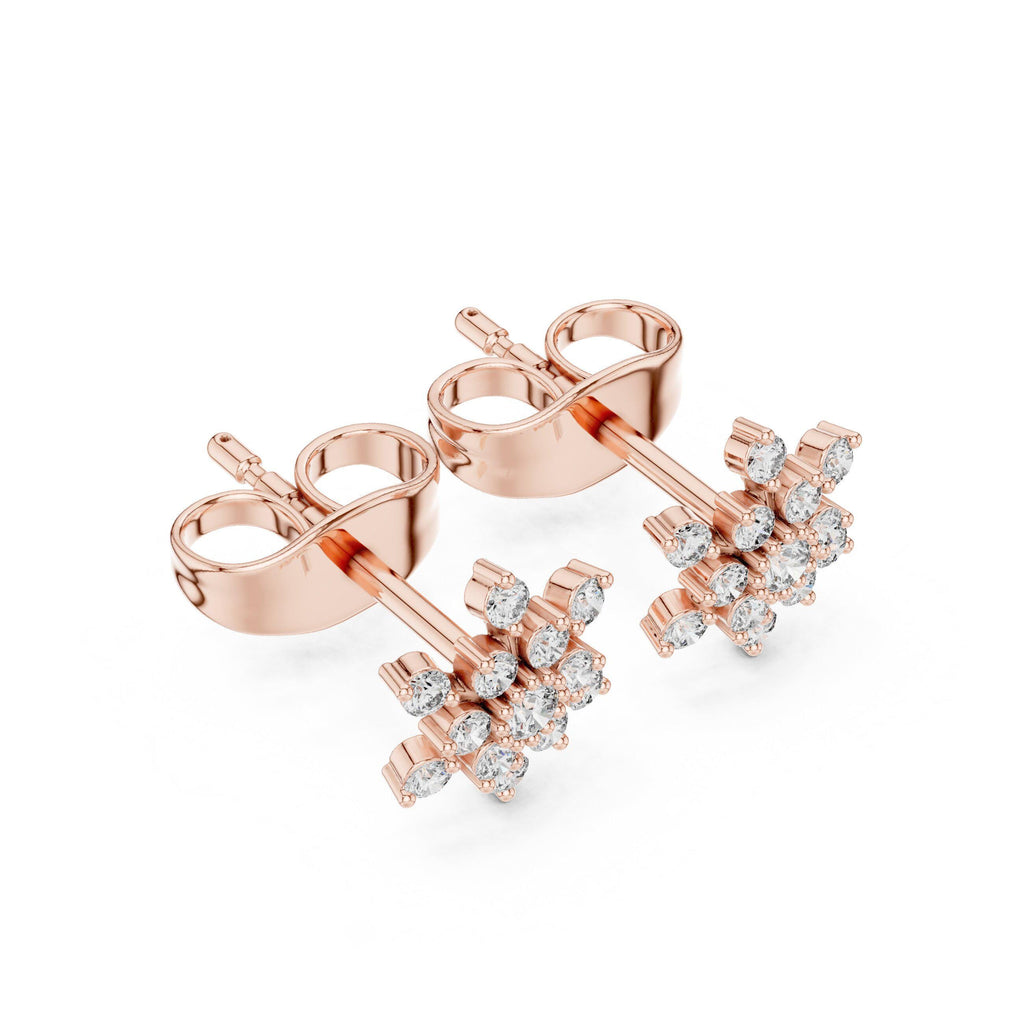 Moissanite Snowflake Cluster Stud Earrings – 925 Sterling Silver, 18K Gold Vermeil