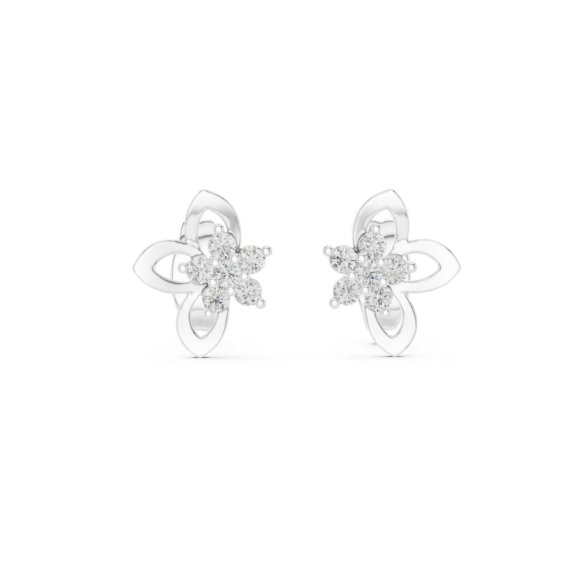 Moissanite Flower Bloom Stud Earrings – 925 Sterling Silver, 18K Gold Vermeil