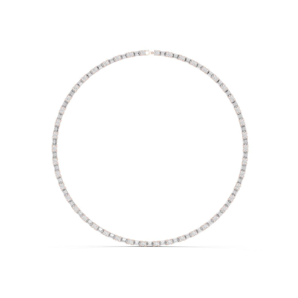 Mixed-Cut Moissanite Tennis Necklace – 925 Sterling Silver, 18K Gold Vermeil