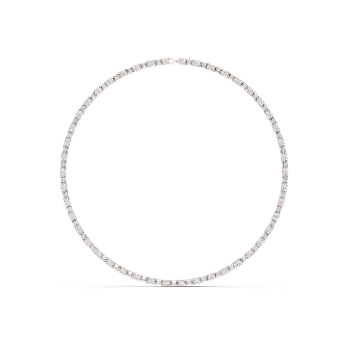 Mixed-Cut Moissanite Tennis Necklace – 925 Sterling Silver, 18K Gold Vermeil