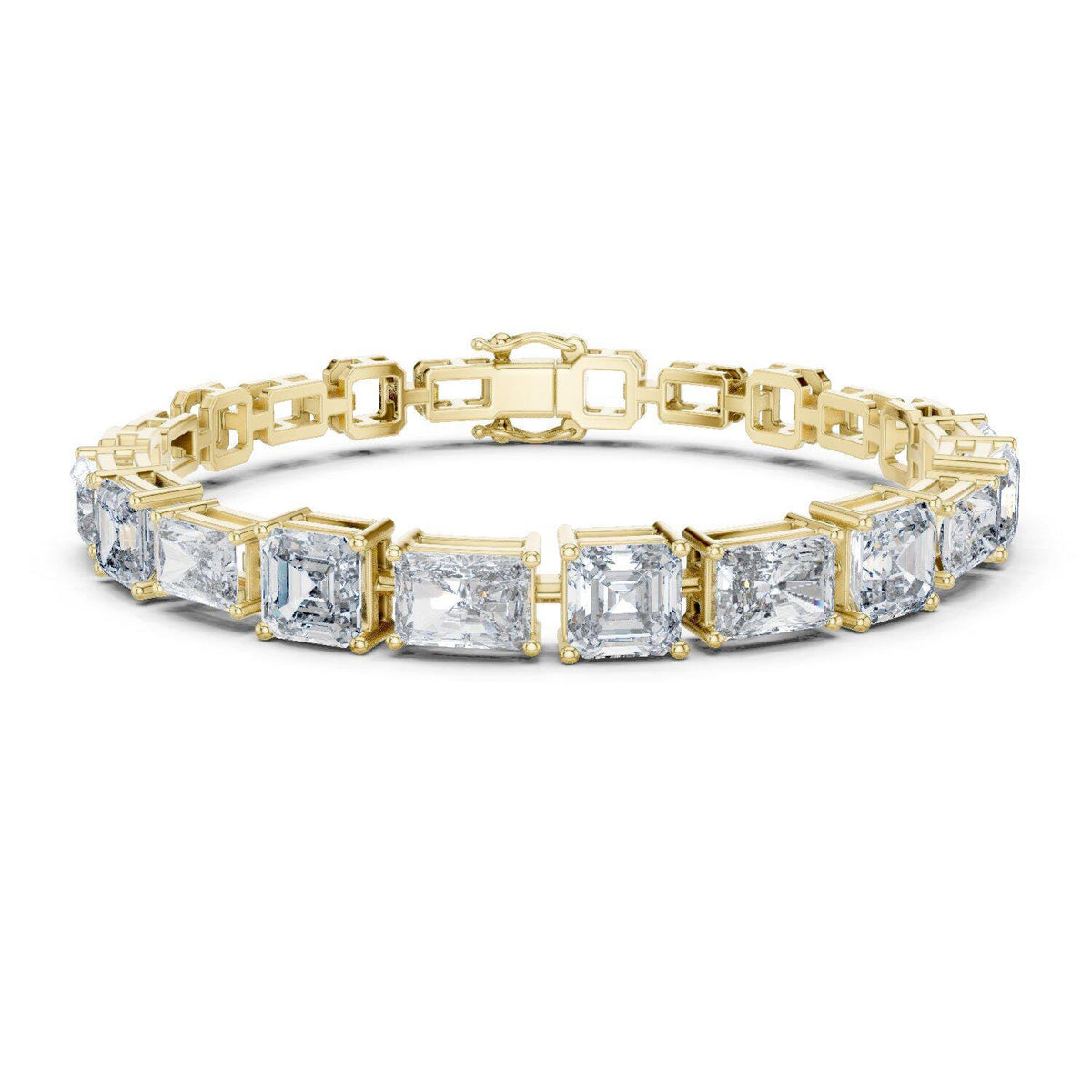 Emerald & Cushion-Cut Moissanite Tennis Bracelet – 925 Sterling Silver, 18K Gold Vermeil