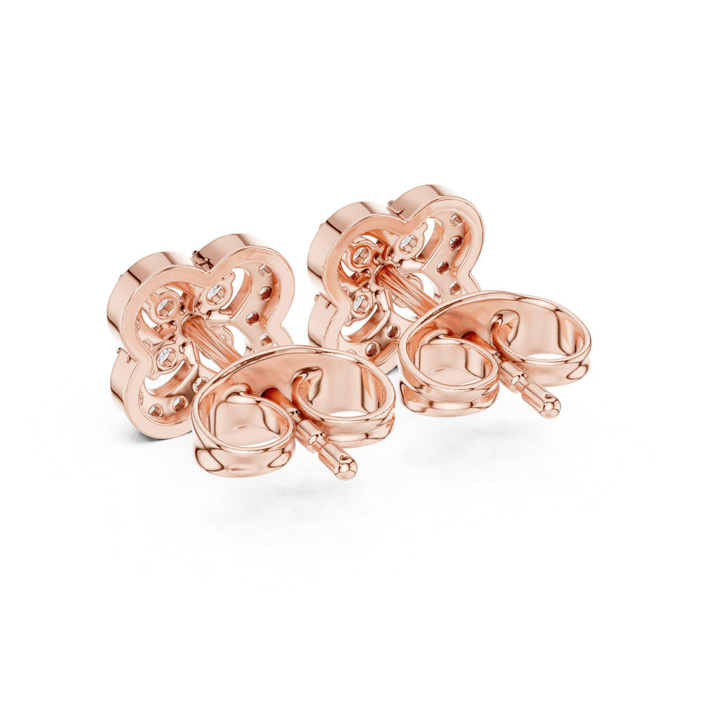 Moissanite Pavé Quatrefoil Stud Earrings – 925 Sterling Silver, 18K Gold Vermeil