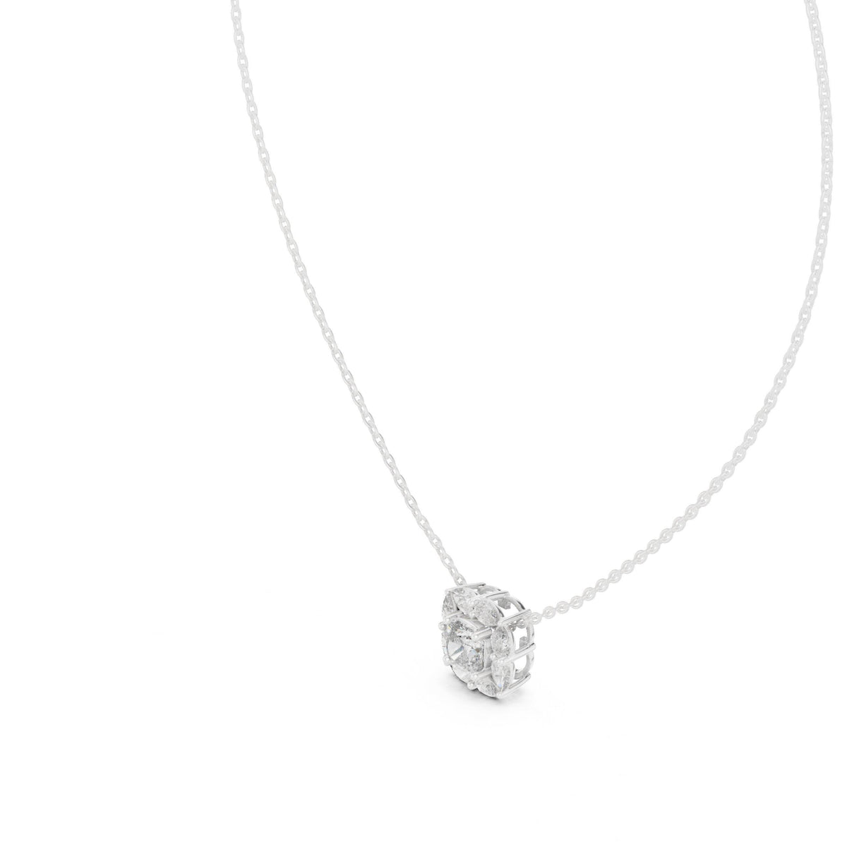 Princess Moissanite Marquise Frame Necklace – 925 Sterling Silver, 18K Gold Vermeil