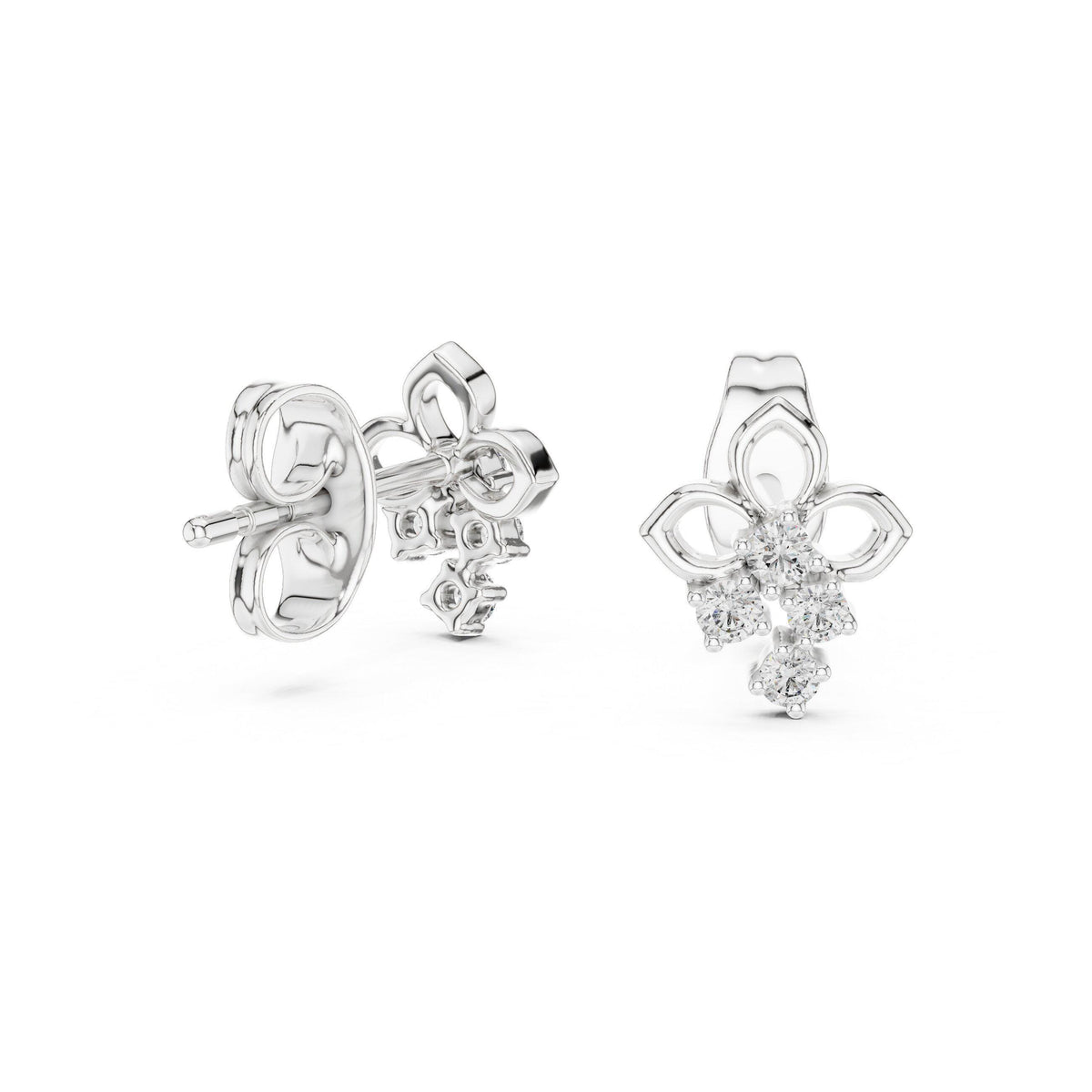 Moissanite Fleur Drop Stud Earrings – 925 Sterling Silver, 18K Gold Vermeil