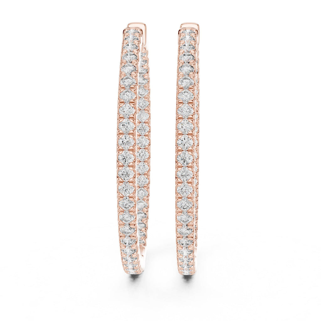 Moissanite Inside-Out Pavé Hoop Earrings – 925 Sterling Silver, 18K Gold Vermeil