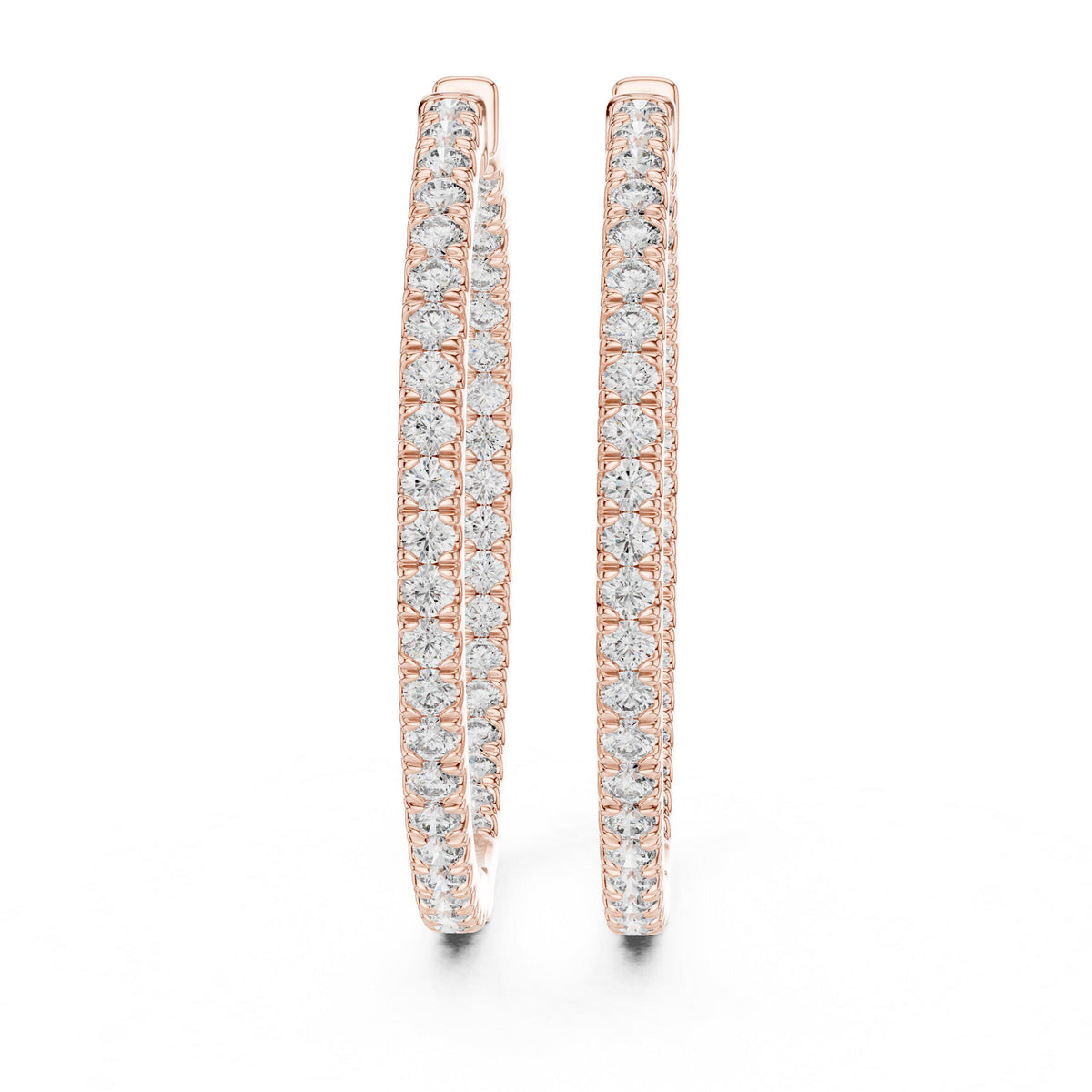 Moissanite Inside-Out Pavé Hoop Earrings – 925 Sterling Silver, 18K Gold Vermeil