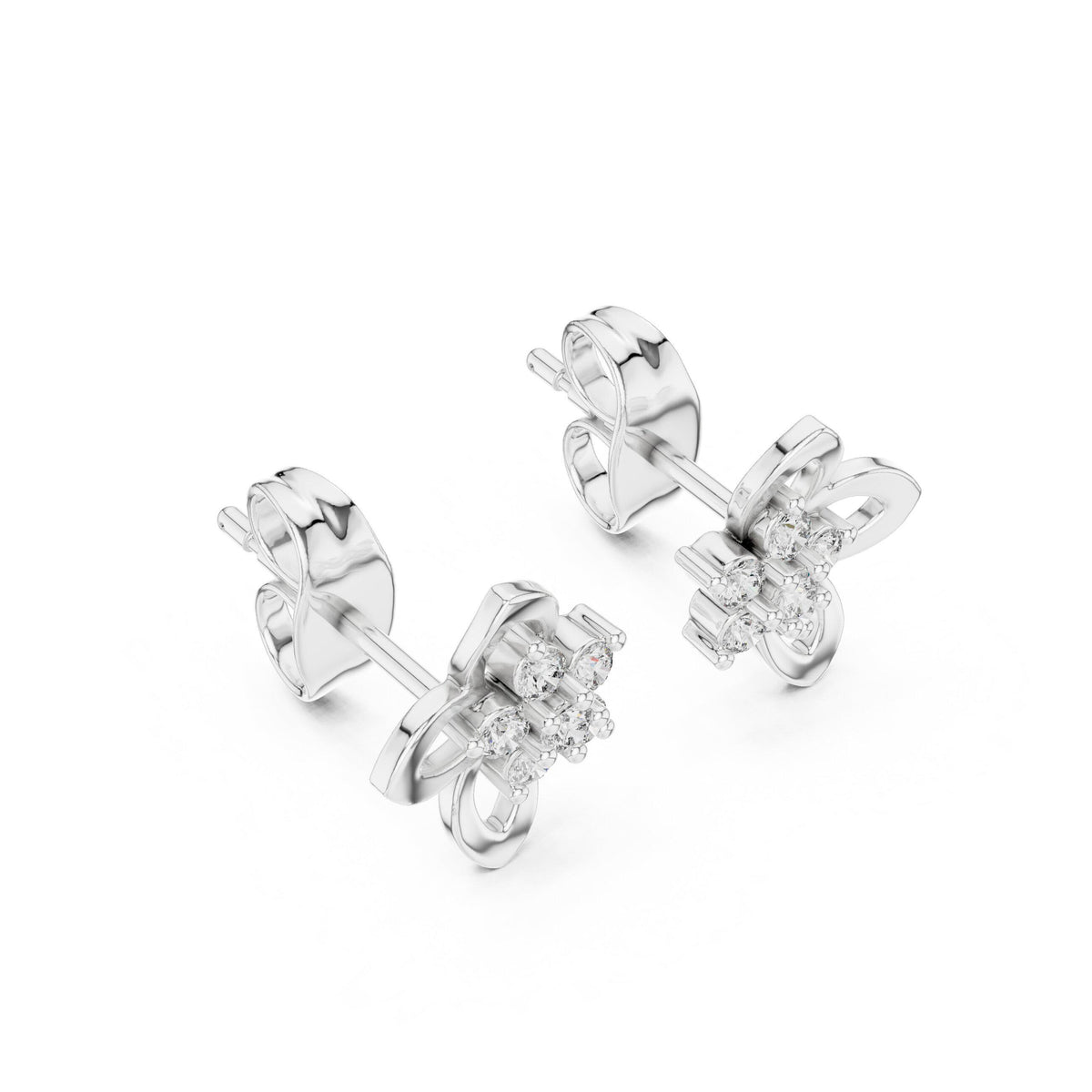 Moissanite Flower Bloom Stud Earrings – 925 Sterling Silver, 18K Gold Vermeil