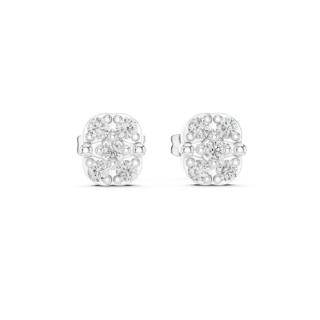 Moissanite Oval Cluster Stud Earrings – 925 Sterling Silver, 18K Gold Vermeil