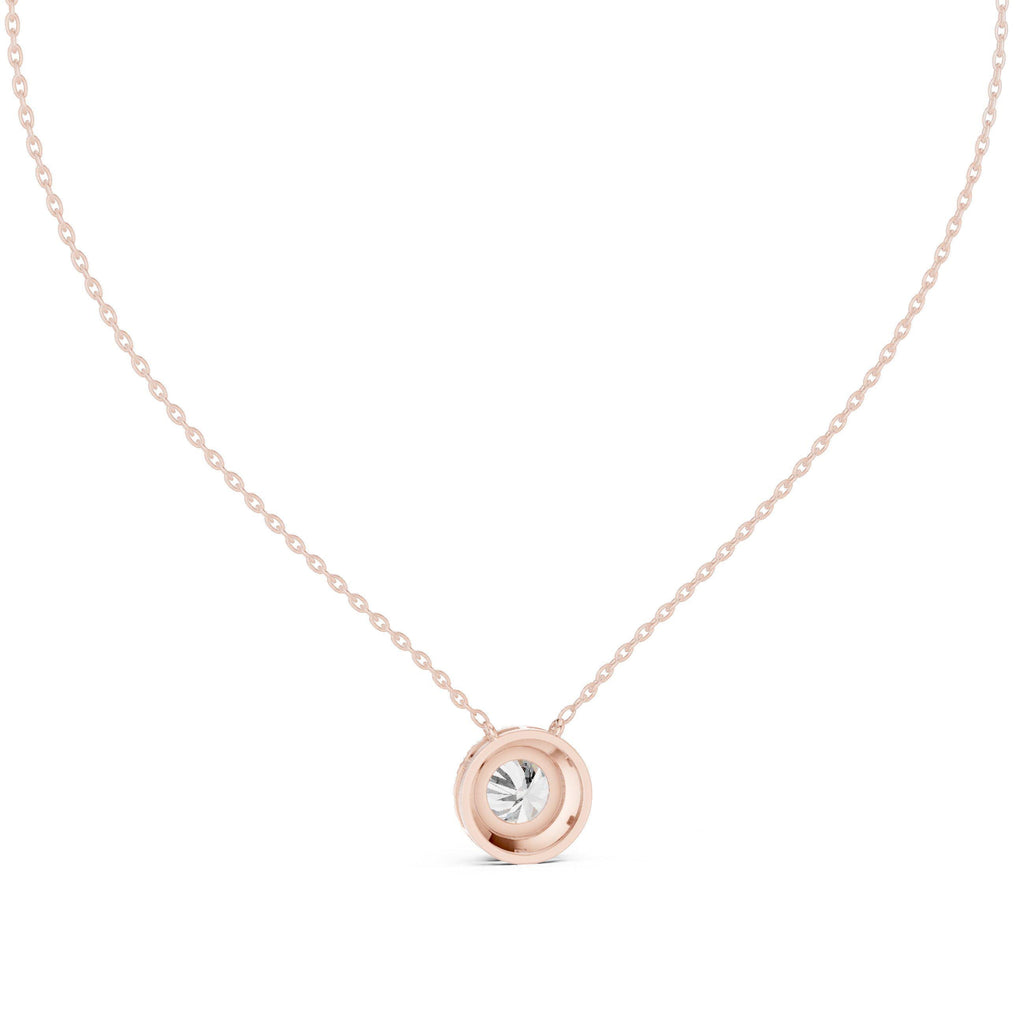 Round Moissanite Halo Necklace – 925 Sterling Silver, 18K Gold Vermeil