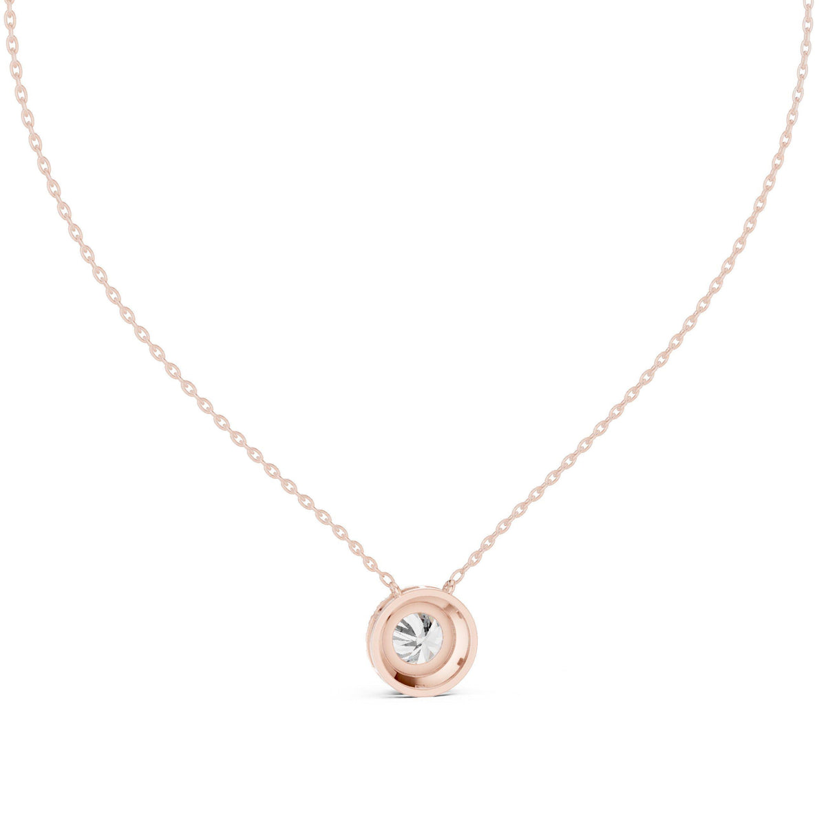 Round Moissanite Halo Necklace – 925 Sterling Silver, 18K Gold Vermeil