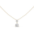 Round Moissanite Two-Stone Drop Pendant Necklace – 925 Sterling Silver, 18K Gold Vermeil