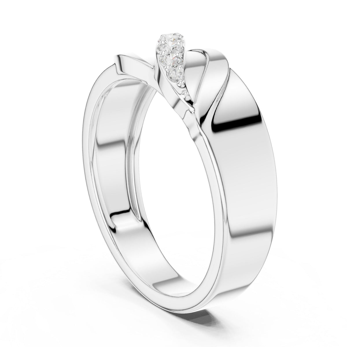 Men's Diagonal Pavé Moissanite Band – 925 Sterling Silver, 18K Gold Vermeil