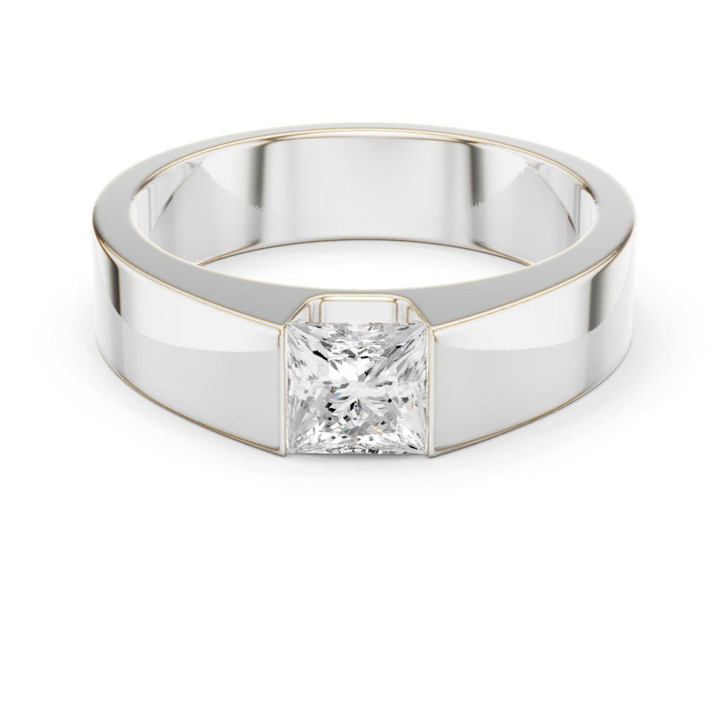Men's 5.5mm Princess-Cut Moissanite Ring – 925 Sterling Silver, 18K Gold Vermeil
