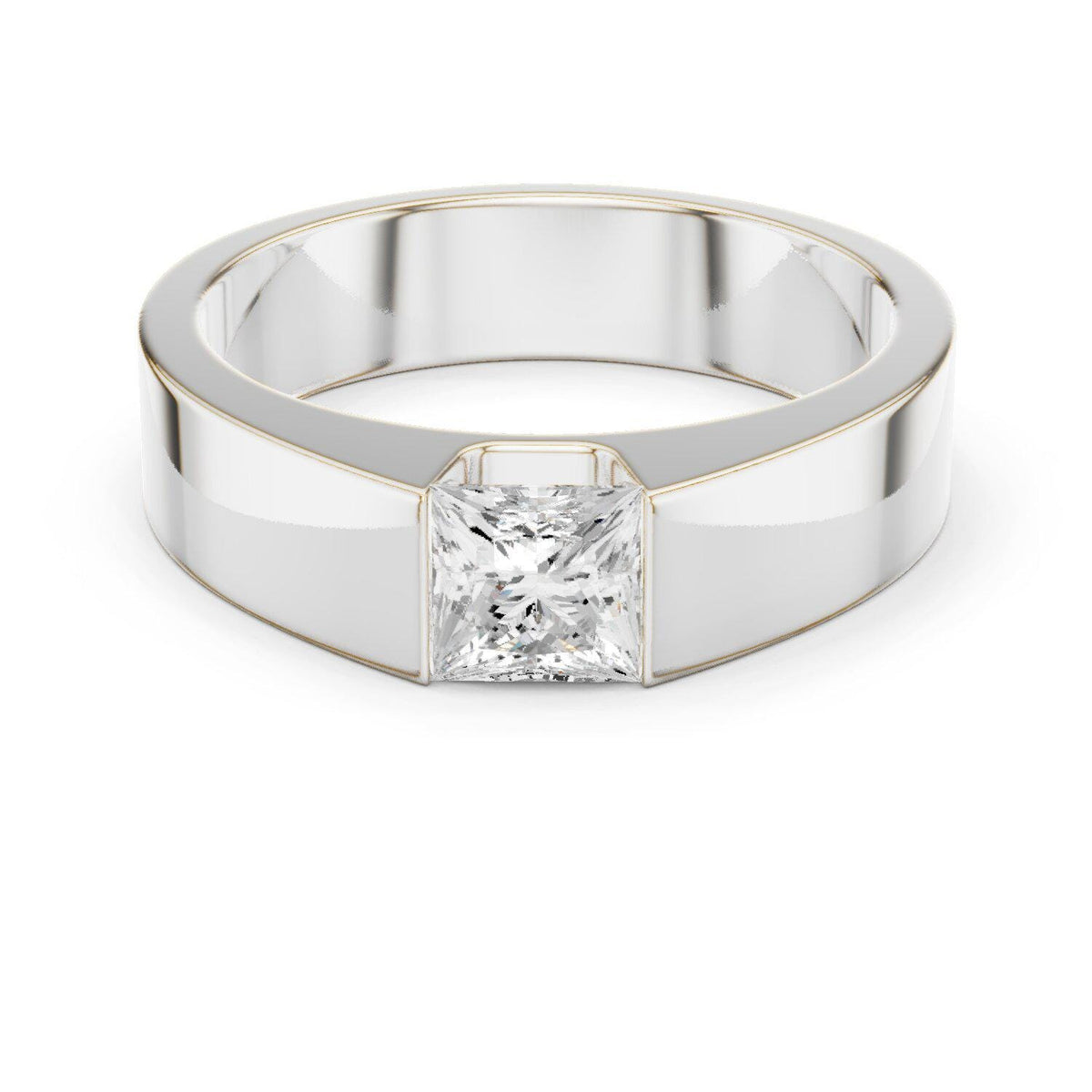 Men's 5.5mm Princess-Cut Moissanite Ring – 925 Sterling Silver, 18K Gold Vermeil