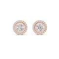 Round Moissanite Bezel Halo Stud Earrings – 925 Sterling Silver, 18K Gold Vermeil