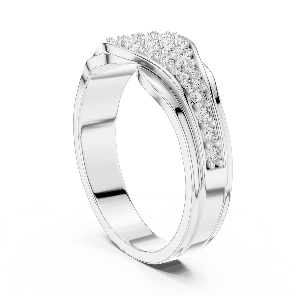 Wide Wave-Band Pavé Moissanite Ring – 925 Sterling Silver, 18K Gold Vermeil