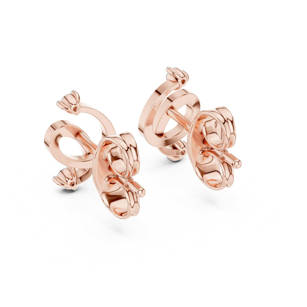 Moissanite Swirl Two-Stone Stud Earrings – 925 Sterling Silver, 18K Gold Vermeil
