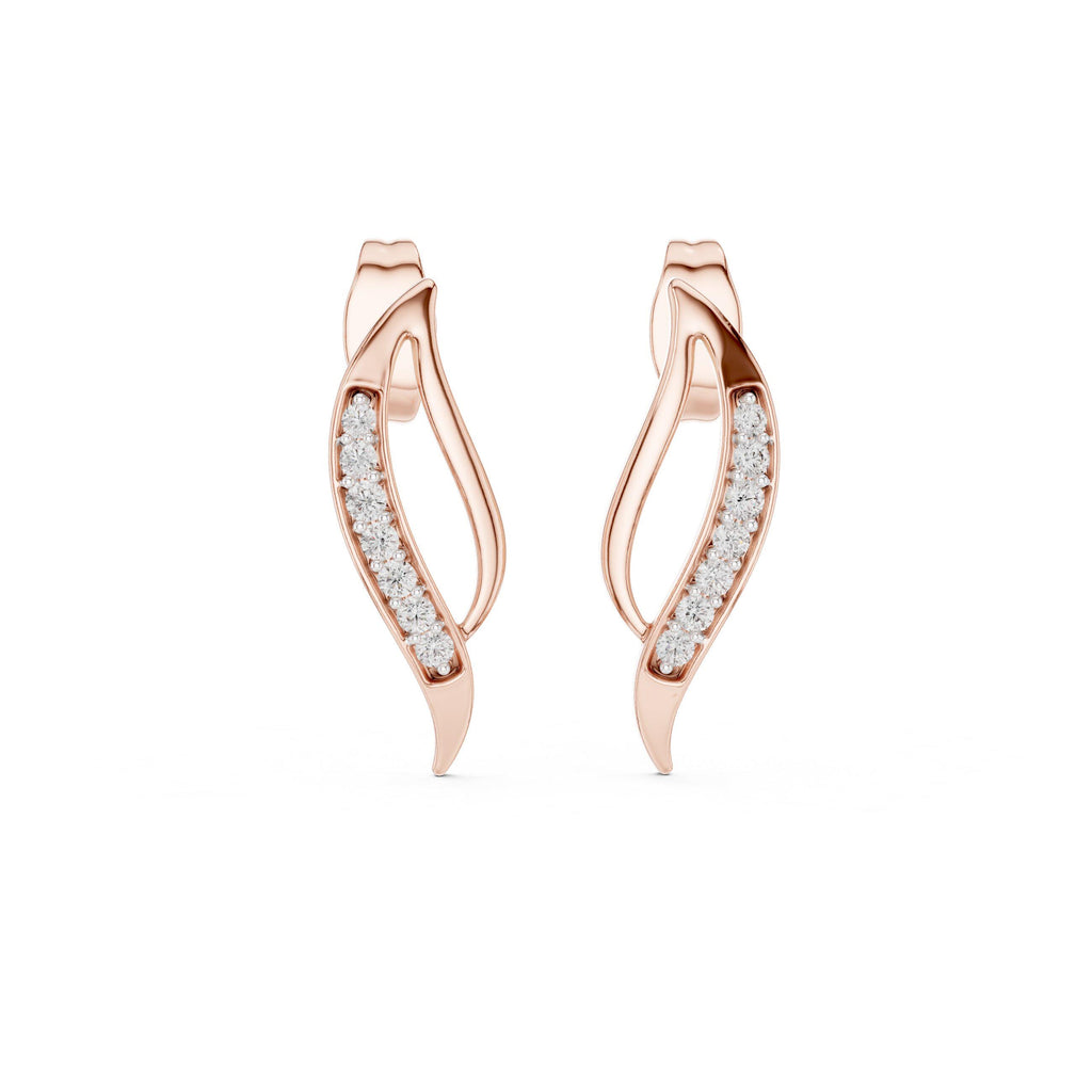 Moissanite Pavé Flame Stud Earrings – 925 Sterling Silver, 18K Gold Vermeil