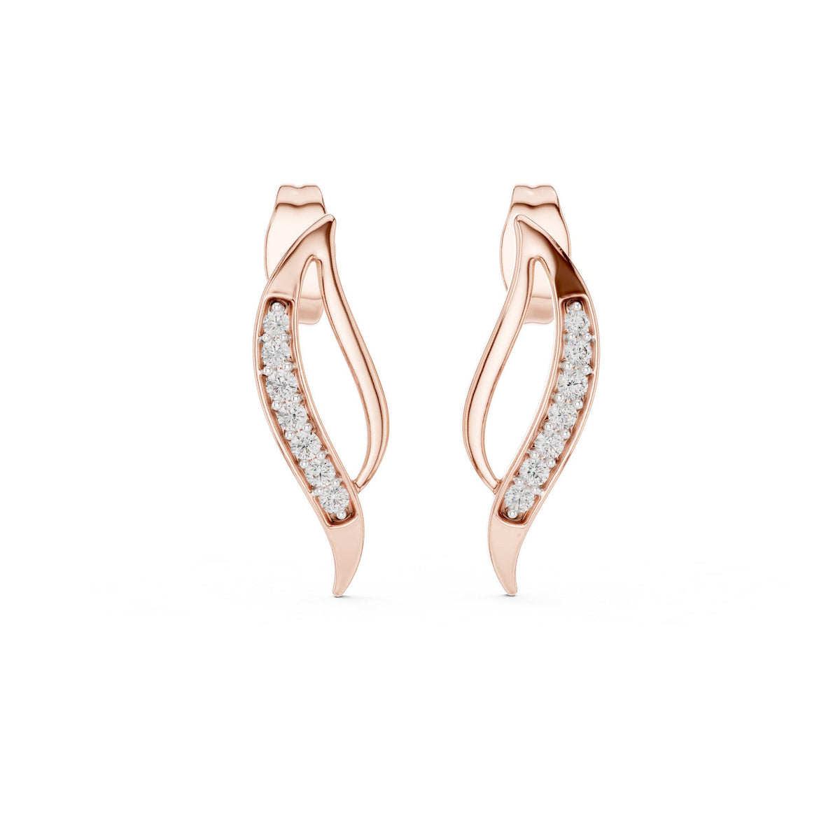 Moissanite Pavé Flame Stud Earrings – 925 Sterling Silver, 18K Gold Vermeil