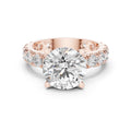 Round Moissanite Ring with Pavé Band – 925 Sterling Silver, 18K Gold Vermeil