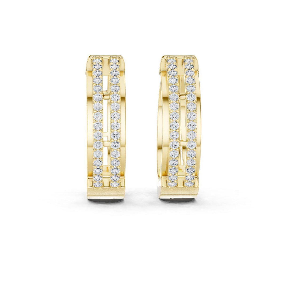 Moissanite Pavé Split Huggie Hoop Earrings – 925 Sterling Silver, 18K Gold Vermeil